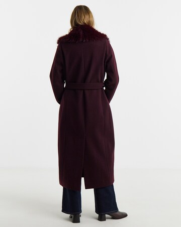 Aubergine Faux Fur Collar Coat