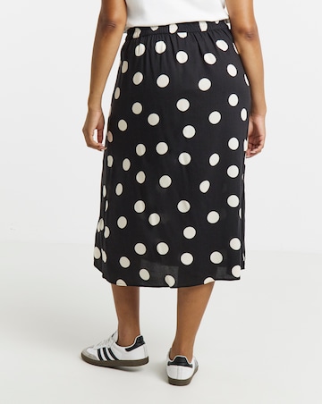Mono Spot Print Midi Skirt