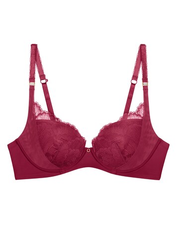 Triumph Love In Lace Wired Padded Plunge Bra Red