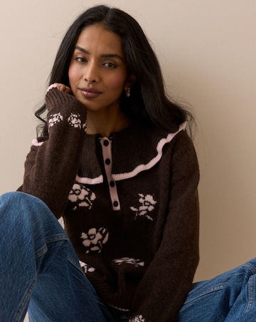 Nobody's Child Floral & Collar Henley Jumper