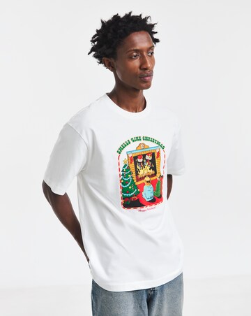 Only & Sons Christmas Relaxed Fit Santa T-Shirt - Grey
