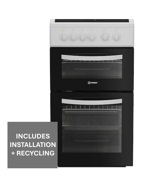 Indesit ITE5VMW 50cm Electric Twin Cooker with Ceramic Hob - White Installation