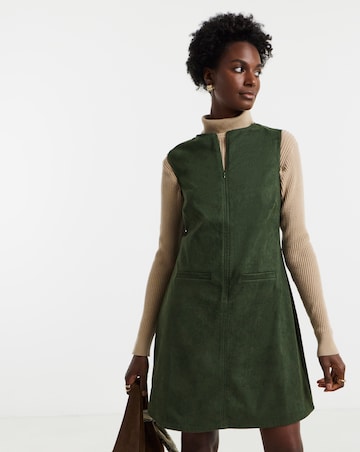 Olive Green Suedette Sleeveless Shift Dress