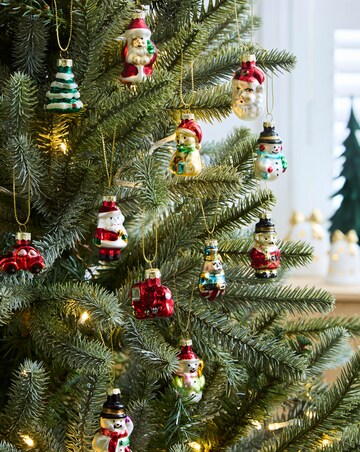 Gisela Graham Pack of 12 Painted Glass Mini Tree Decorations