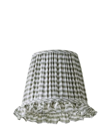 ValueLights Faye Green Check Taper Shade with Ruffle Trim