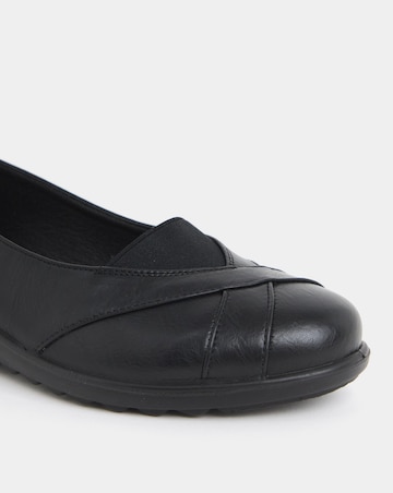 Cushion Walk Slip-On Wedge Elasticated Ballerina Shoes - Extra Wide Fit (EEE)