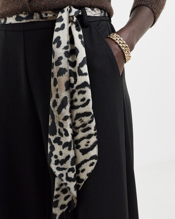 Black Scarf Detail Wide Leg Trouser