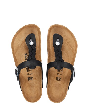 Birkenstock Gizeh Black Oiled Leather Braided Sandals - Standard Fit (D)