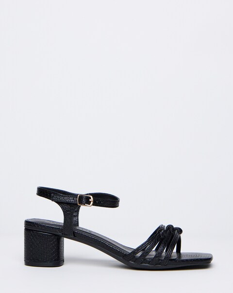 Wanda Strappy Flexible Sole Block Heeled Sandals - Wide Fit (E)