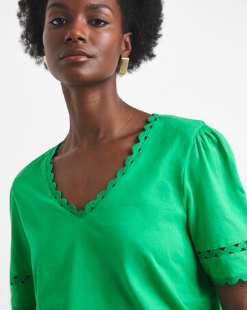 Green Ric Rack Short Sleeve Top