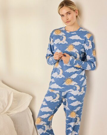 Chelsea Peers Classic Long Sleeve Crew Neck Clouds Pyjama Set