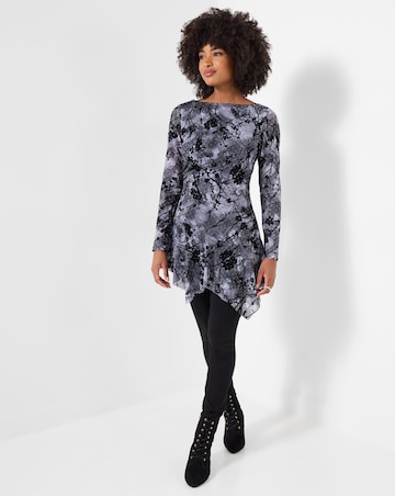Joe Browns Flocked Sparkle Tunic Top With Asymmetric Hem