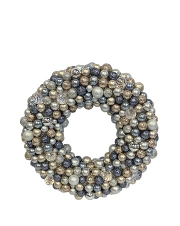 Metallic Coloured Bauble Wreath - 33cm