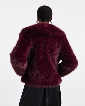 Burgundy Short Faux Fur Jacket