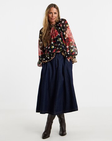 Mix Print Georgette Blouson Sleeve Blouse