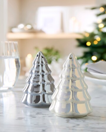 Set of 2 Iridescent Tree Ceramic Salt and Pepper Shakers