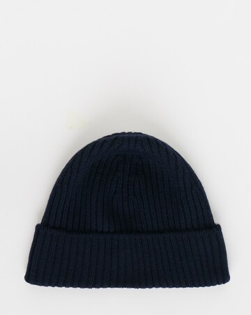 Lacoste Rib Knit Brushed Wool Beanie - Navy