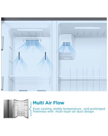 Midea Side-by-Side Fridge Freezer - Silver + Installation