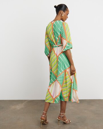 Joanna Hope Geo Print Functional Wrap Midi Dress
