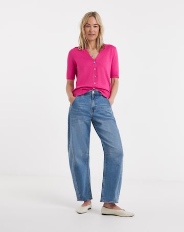 Fine Knit Short Sleeve V Neck Cardigan