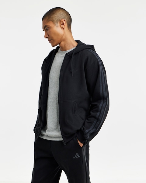 adidas 3 Stripes Fleece Full Zip Hoodie