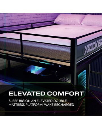 X Rocker Battlebunk XL Infinity RGB Double High Sleeper Bunk Bed - Black