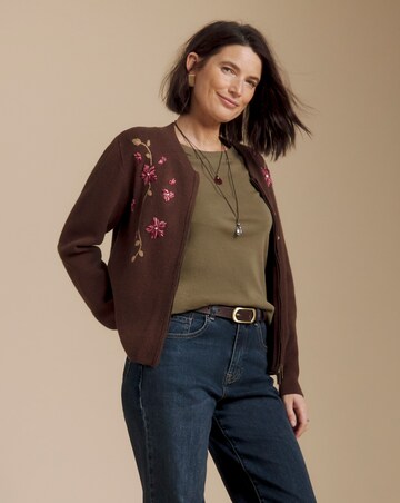 Julipa Embroidered Knitted Bomber Cardigan