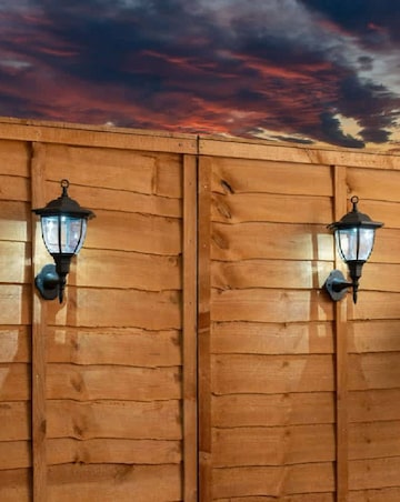 ValueLights Pack of 2 Black Lantern Solar Wall Lights