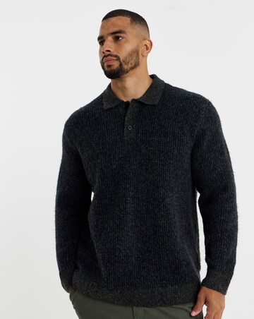 Jack & Jones Premium Blasimon Souffle Polo Knit Jumper - Grey