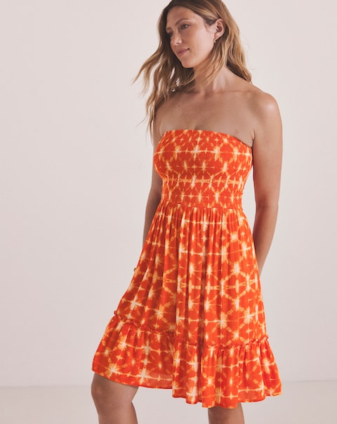 shirred bandeau beach dress Dresses Aurora Slinky And Mesh Bodycon Prom Dress Main 85% Livaeco Viscose Taille:XS