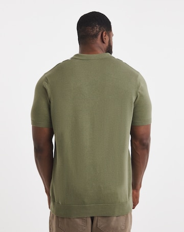 Stripe Open Neck Knitted Polo