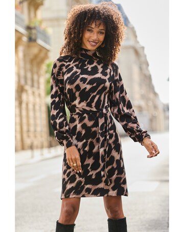Sosandar Funnel Neck Detail Shift Dress