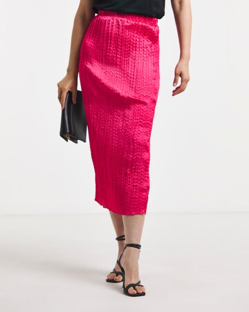 Bright Pink Crinkle Satin Skirt