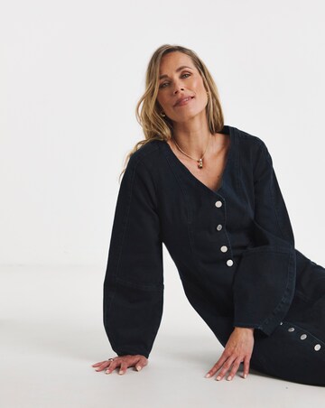 Indigo Button Through Denim Midi Dress