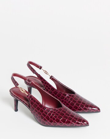 Alessia Buckle Slingback Pointed Kitten Heel Shoes - Wide Fit (E)