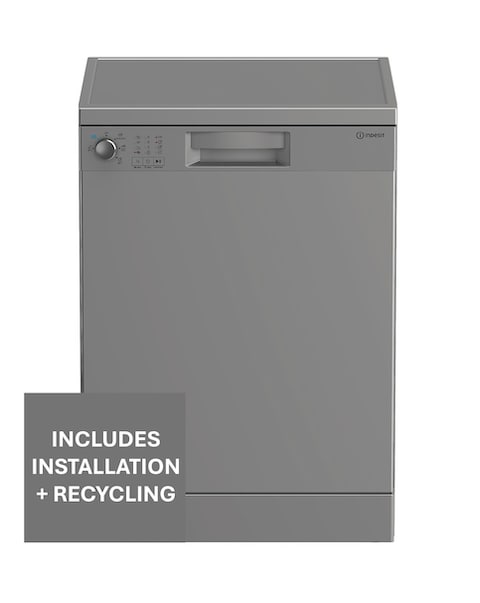 Indesit Push&Go IN2FE13DT9SUK Freestanding Dishwasher 13 Place Silver + Install