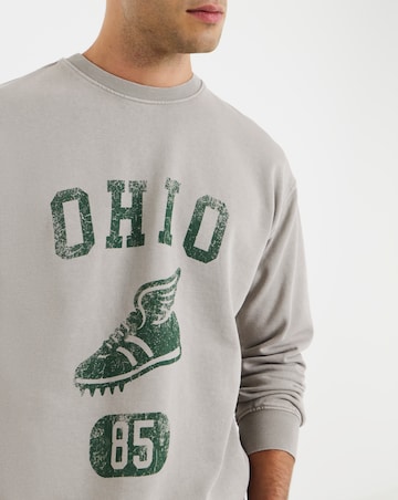 Only & Sons Creative College Relaxed Washed Crew Sweat - Light Grey