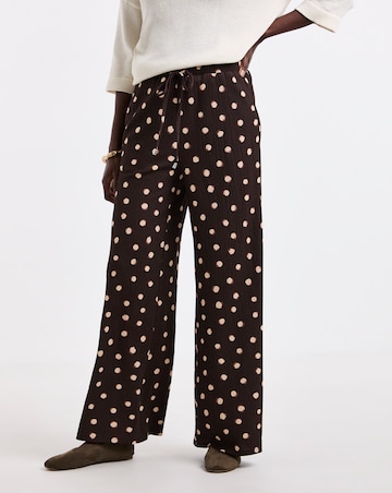 Chocolate Spot Textured Jersey Tie Waist Wide Leg Trouser
