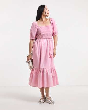 Anise Pink Off The Shoulder Tiered Dress