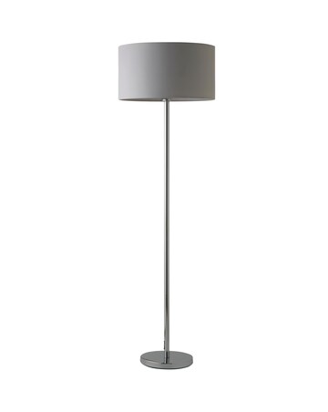ValueLights Charlie Chrome Floor Lamp with Large Grey Reni Shade