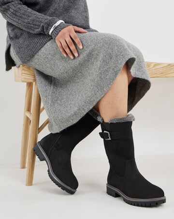 Maryse Faux Fur Trim Flat Calf Boots - Wide Fit (E)