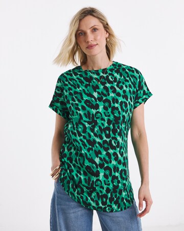 Longline Short Sleeve Curved Hem Top