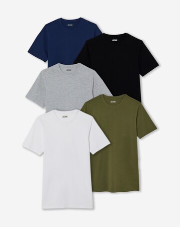 5 Pack Pure Cotton Crew Neck T-Shirts Long-Multi