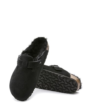 Birkenstock Boston Shearling Suede Leather Mules - Standard Fit
