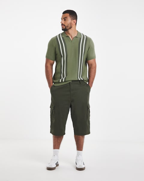 3/4 Length Cotton Stretch Cargo Short