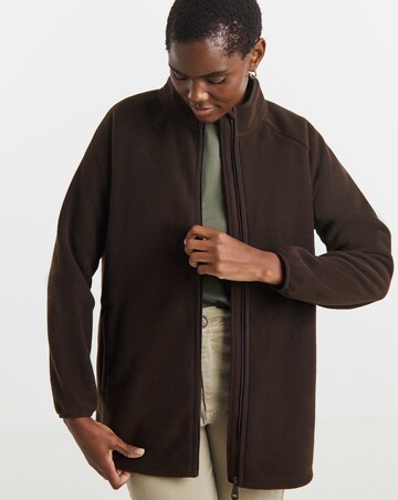 Chocolate Zip Through Longline Fleece