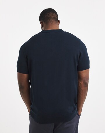 Stripe Open Neck Knitted Polo