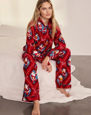 Chelsea Peers Organic Cotton Long Sleeve Button Up Christmas Pyjama Set