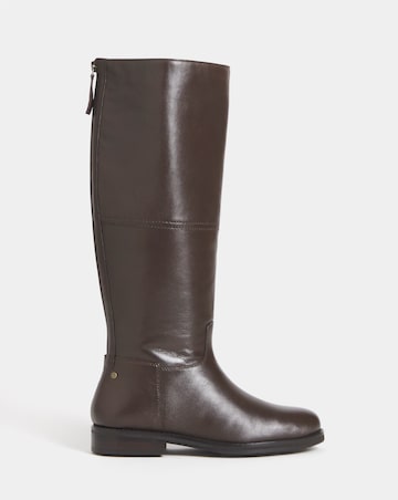 Theodora Leather Flat Knee High Boots - Wide Fit (E) & Curvy Calf
