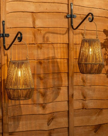 ValueLights 2 Pack Solar Powered Outdoor Faux Bamboo Garden Lantern Lights